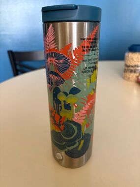 Vacuum Insulated Floral Travel Tumbler - Teal Lid